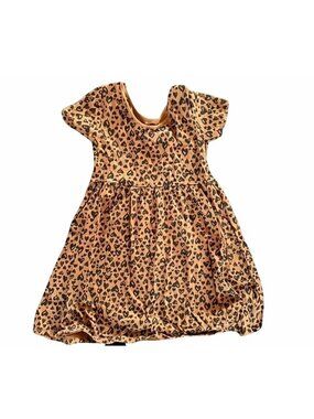 Old Navy Girls Leopard Heart Print Sleeveless Dress L (10-12) Orange & Black Mad